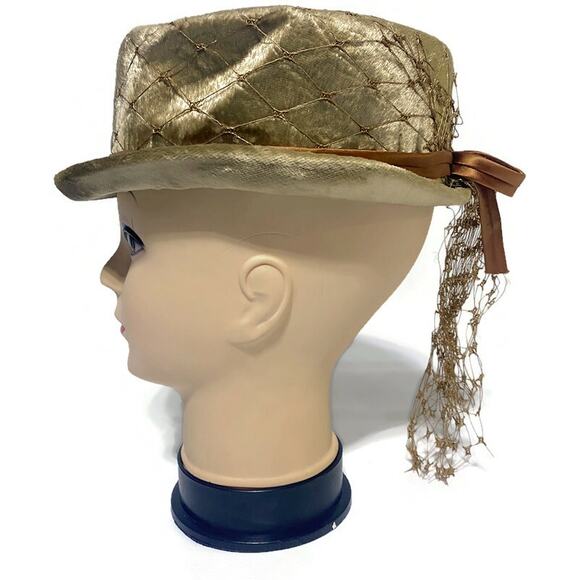 Vintage Derby Copper Gold Rider\'s Hat & Box Size Small Slim Brim and Mesh Tail main image 12